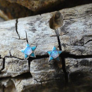 Simplement étoiles mignonnes petites boucles d'oreilles fabriquées à la main en argent sterling du sud-ouest 925 turquoise et opale boîte cadeau gratuite livraison gratuite nouveau Y89