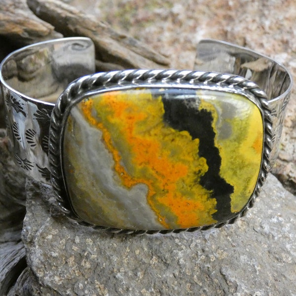 Natural Bumblebee Jasper Stone Bracelet – 8mm Yellow Stone – Stretch Healing Bracelet – USA Made