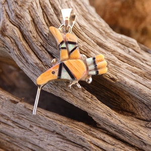 Hummingbird Sterling Silver 925 Spiny Oyster Onyx & White Opal Double Sided Southwest Pendant Two Looks For One Low Price! Free Shipping Z41