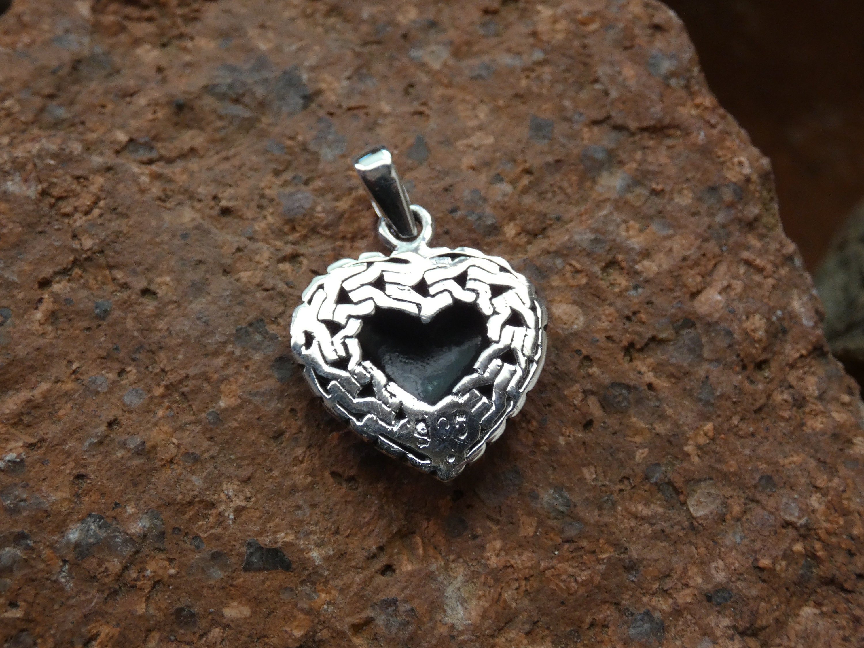 Natural Rainbow Albalone Heart (love) Pendant Sterling