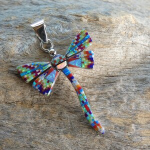 Colorful Rainbow Dragonfly Micro Mosaic Handcrafted Sterling Silver 925 Multi Gemstone Opal Micro Inlay Pendant Free Shipping Gift Bag Q61