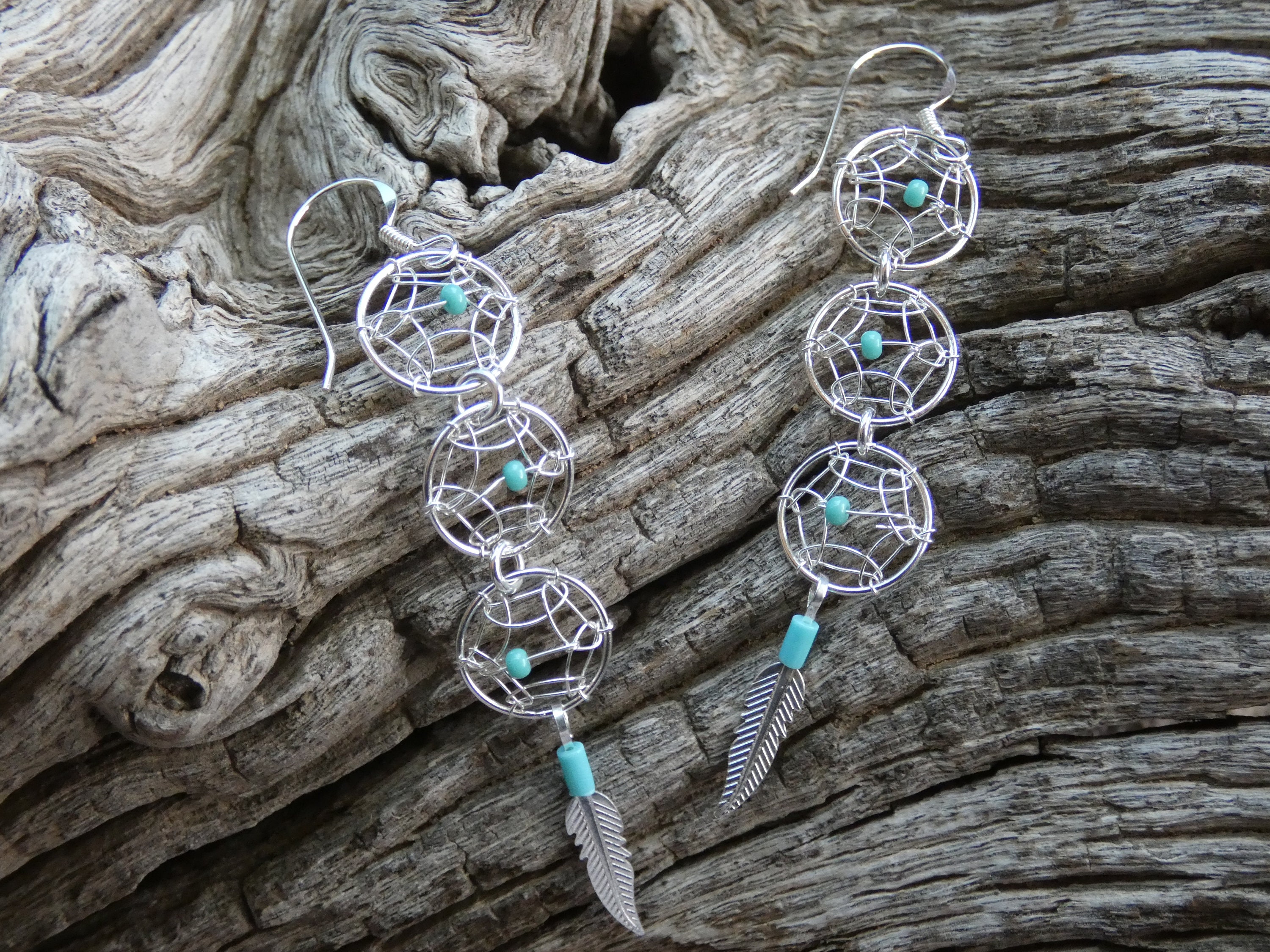 Dream Catcher Earring Turquoise Feather