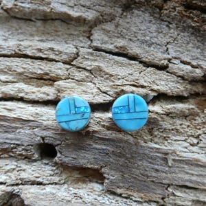 Boucles d'oreilles rondes petites boucles d'oreilles rondes en argent sterling avec opale bleu turquoise et bleu 925 livraison gratuite sac cadeau nouveau AF18