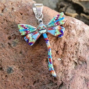 Dragonfly Colorful Rainbow Micro Mosaic Handcrafted Sterling Silver 925 Multi Gemstone Opal Micro Inlay Pendant Free Shipping Gift Bag Q60