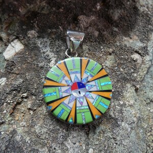 Zuni Sun God Sunface Southwest Design Handmade Multi Gemstone Fire