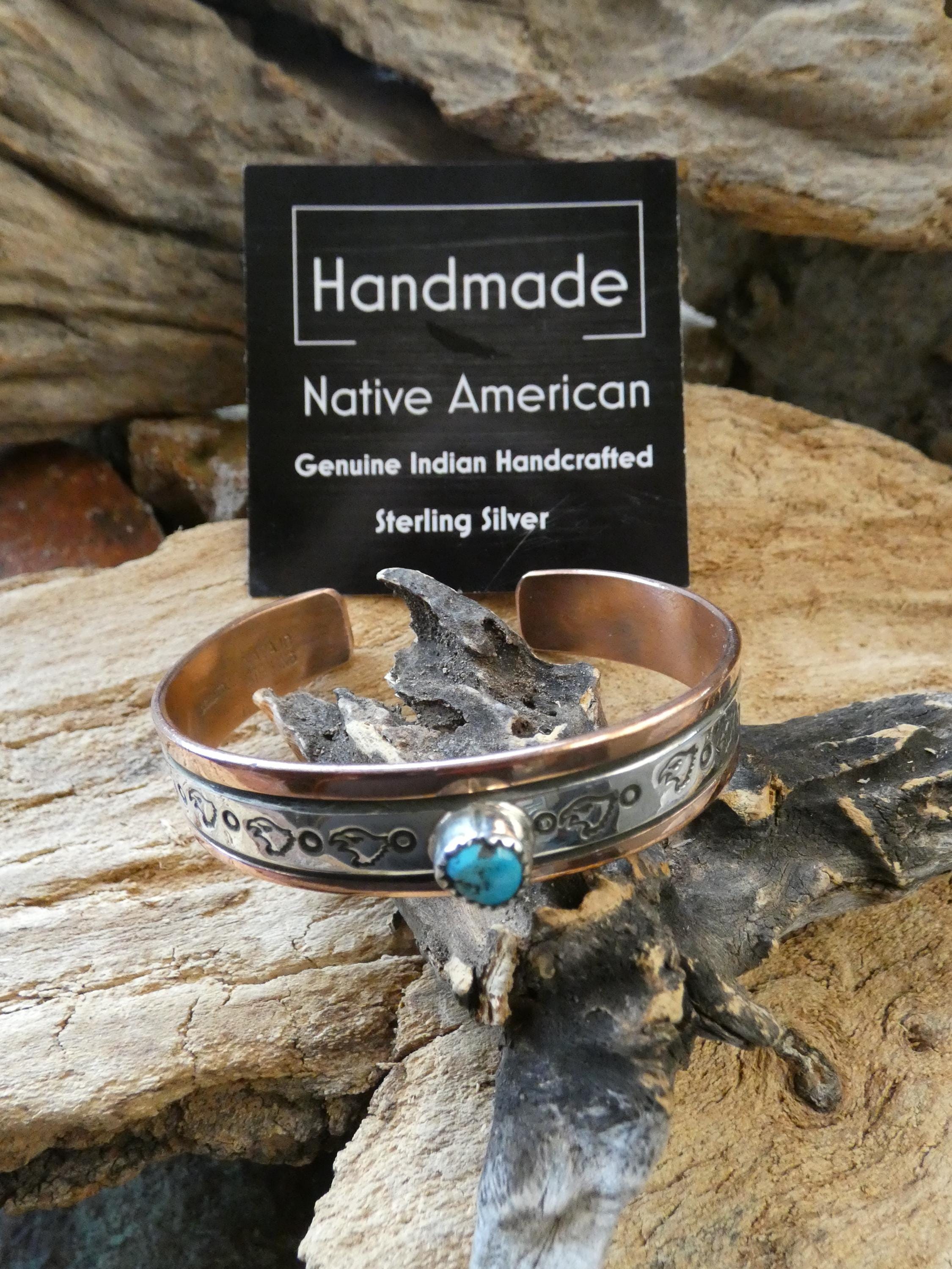 Native American Navajo Eagle Hawk Handcrafted Copper & Sterling