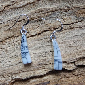 Buffle turquoise noir et blanc pierres précieuses faites à la main en argent sterling 925 petites petites boucles d'oreilles en fil français livraison gratuite sac cadeau NOUVEAU AD13