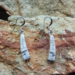 Buffle turquoise noir et blanc pierres précieuses faites à la main en argent sterling 925 petites petites boucles d'oreilles en fil français livraison gratuite sac cadeau NOUVEAU AD14
