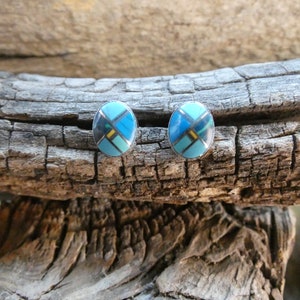 Purple Blue Yellow Multi Gemstone Southwestern Sterling Silver 925 7mm Oval Bezel Set Stud Post Earrings Free Shipping Free Gift Bag NEW Y75