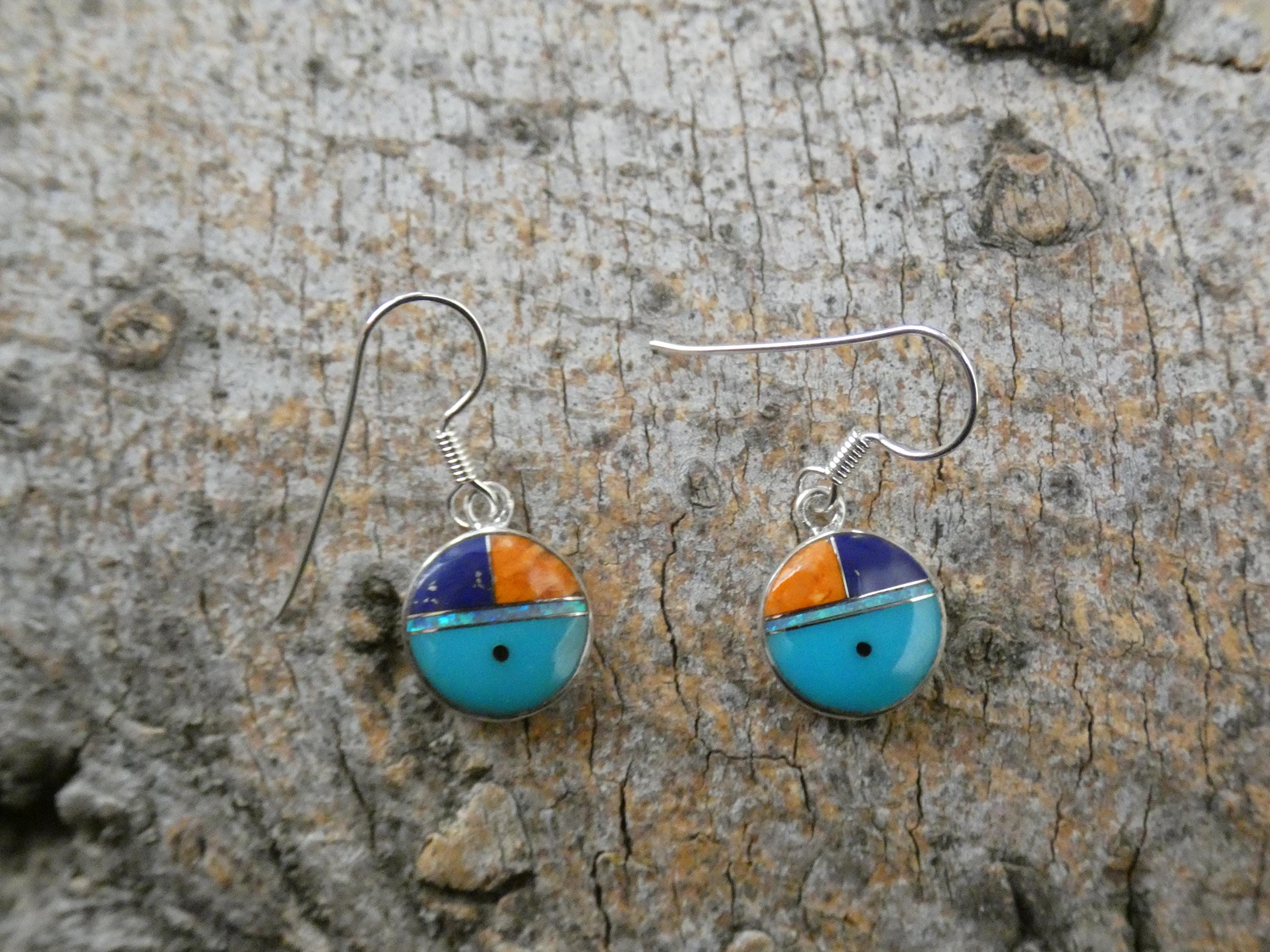 Orecchini pendenti in argento sterling con finto lapislazzuli Boho - Orecchini traforati Boho - Italia