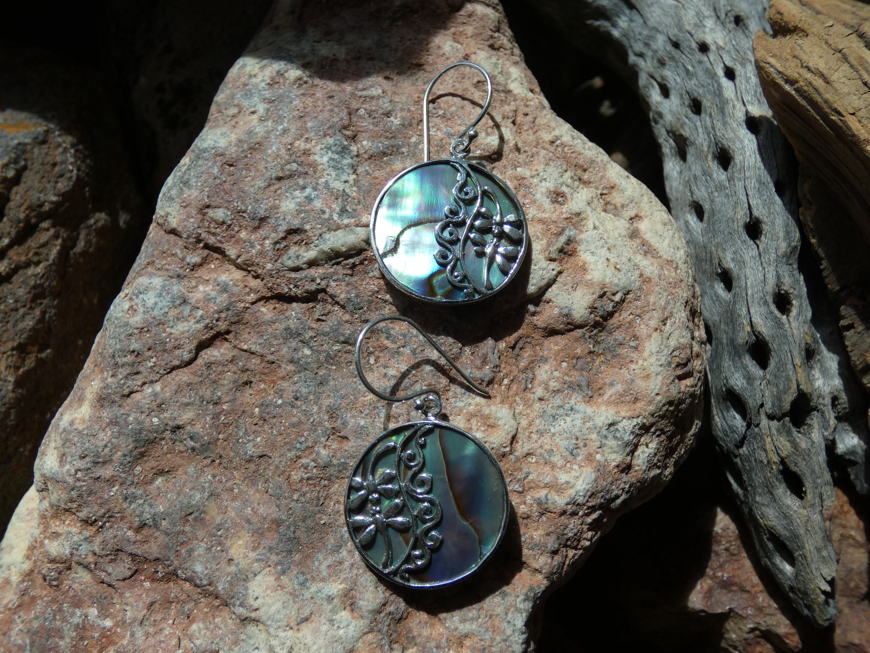 Orecchini Libellula In Argento 925 Con Conchiglia Abalone – Pendenti Lunghi 11,4 Cm, Regalo Per Donna - 3