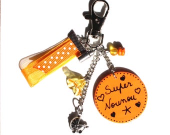Nanny - Nanny bag jewel - Nanny key holder - Fimo key door - Personalized key door - Nanny gift