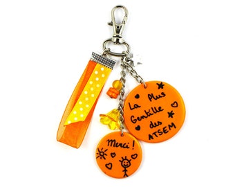 Bag jewel school ribbon fimo orange handmade