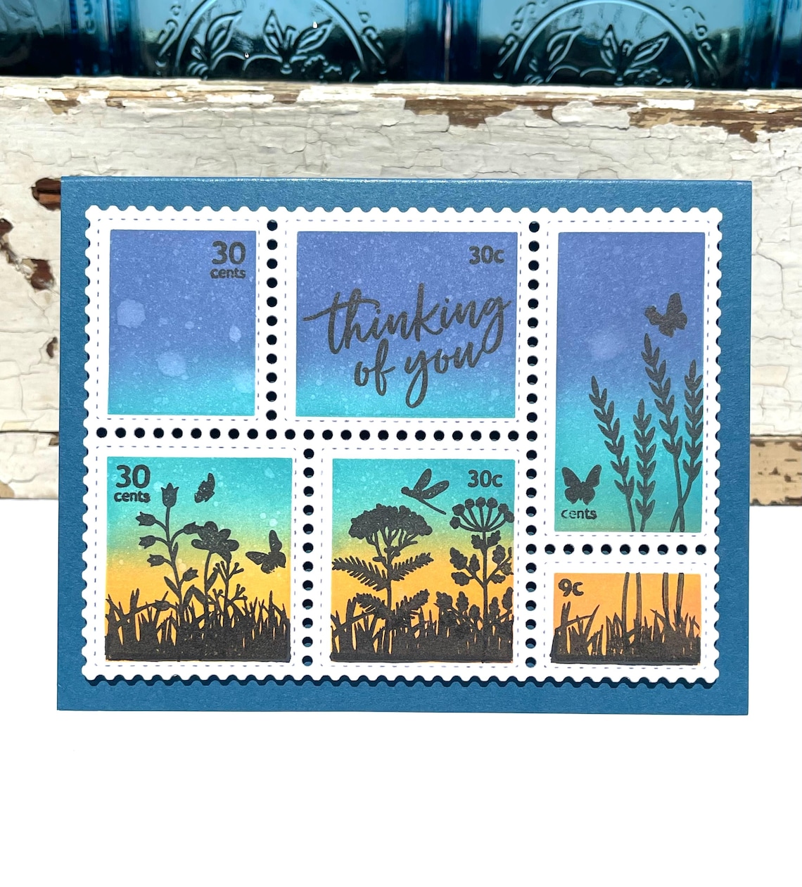 Postage Stamp Thinking of You Card - Etsy