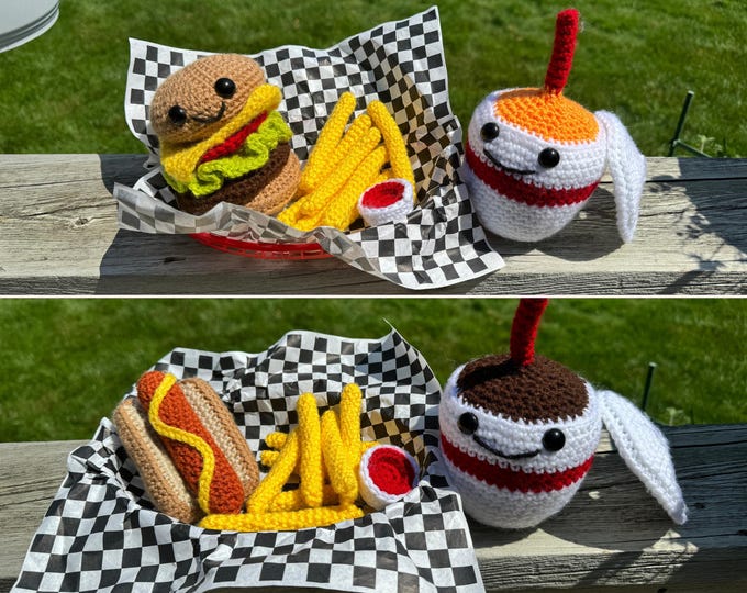 Play Food Deluxe Meals Hand Crocheted | Multiple Styles Available
