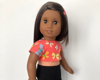 Girl doll crop top, Butterfly print tshirt, Mix and match trendy shirt, Top fits like American.Girl doll clothes