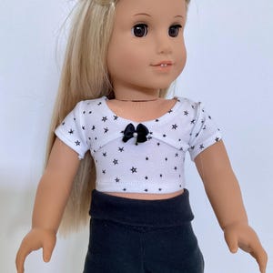 Girl Doll Star T-Shirt: Dainty Scoop Neck, Bow trim, Fits American.Girl