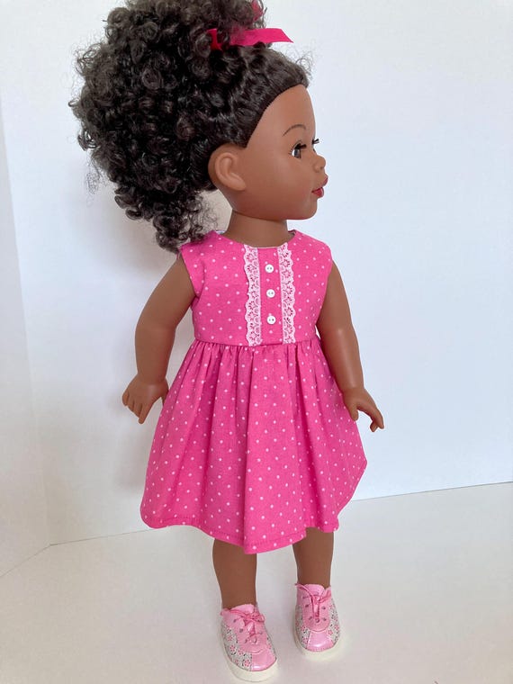 pink polka dot dress for 10 in doll Baby Doll Dress  Pink Polka Dot Corduroy  Once Upon A Little Dress