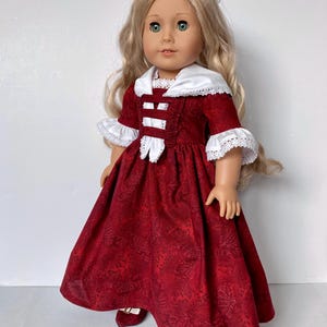 Colonial Doll Dress: Gown, Cap, Shawl & Shoes - Fits 18” Girl Doll Felicity