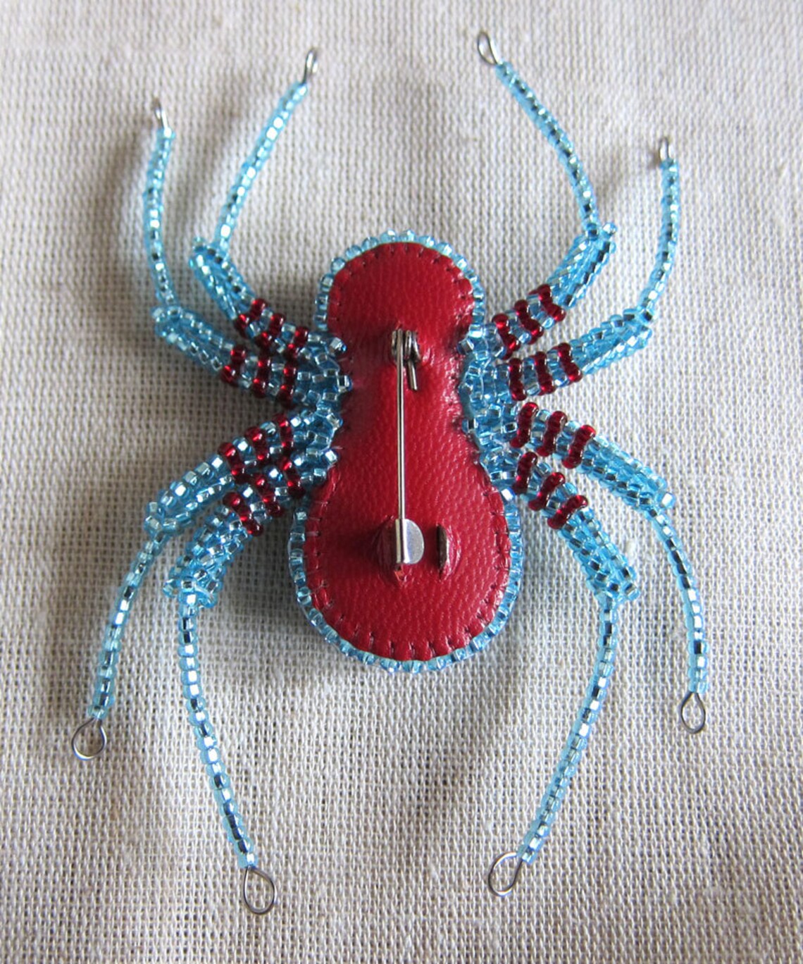 Spider Brooch Large Spider Pin Beaded Brooch Turquoise Etsy