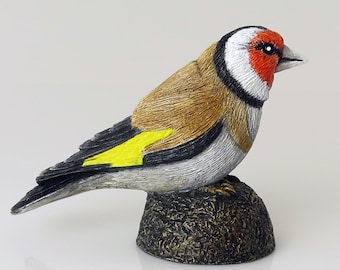Yellow Finch Figurine: Hand-painted Nature-inspired Resin Bird
