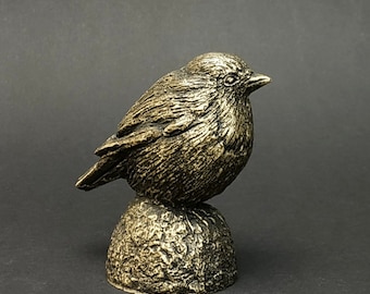 Estatua de bronce de pájaro petirrojo Figura de bronce de petirrojo