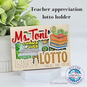 Regalo de agradecimiento para maestros, regalo único para maestros, regalo de fin de año para maestros, regalos personalizados para maestros, soporte para boletos de lotería