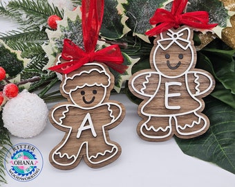 Gingerbread letter Ornament, Girl Gingerbread Ornament, Boy Gingerbread Ornaments, Gingerbread Kids Gift Tag, Kids Ornament, Letter Ornament