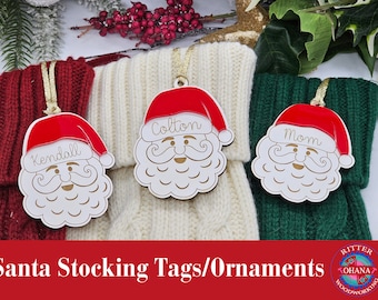 Santa Christmas Stocking Name Tag, Christmas Personalized Gift Tag, Santa Gift Tags, Holiday Stocking Name Tags, Santa Personalized Ornament