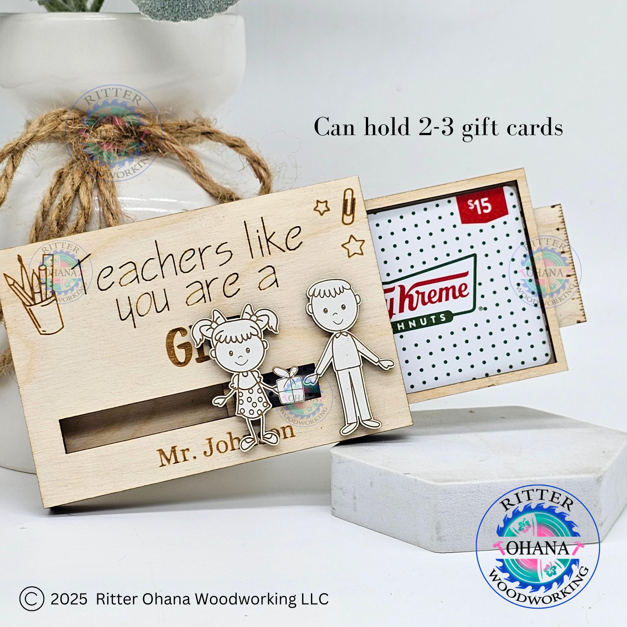 Teacher Appreciation Gift Card Holder, End of Year Gift, Personalized ...