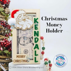 Monedero navideño personalizado, ideal para rellenar la bota navideña de un adolescente, sobre con dinero de Papá Noel, tarjeta de regalo navideña, ideas para regalos de amigo invisible