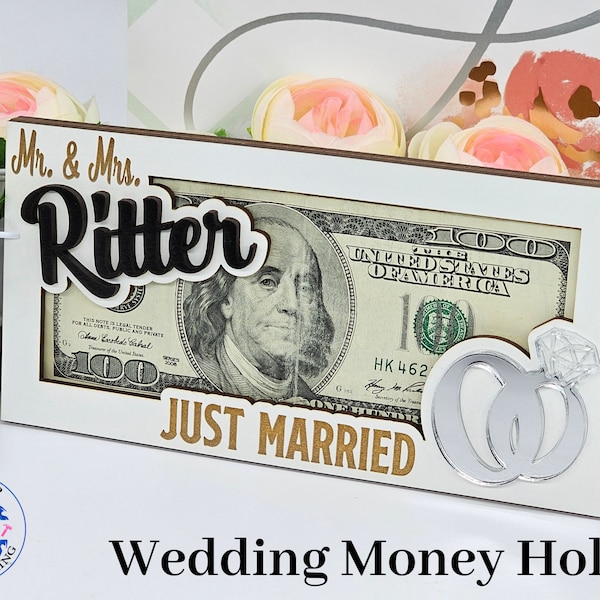 Money Holder for Wedding Gift, Personalized Wedding Gift, Unique Wedding Card, Wedding Keepsake, Just Married Gift, Wedding Gift for Couple