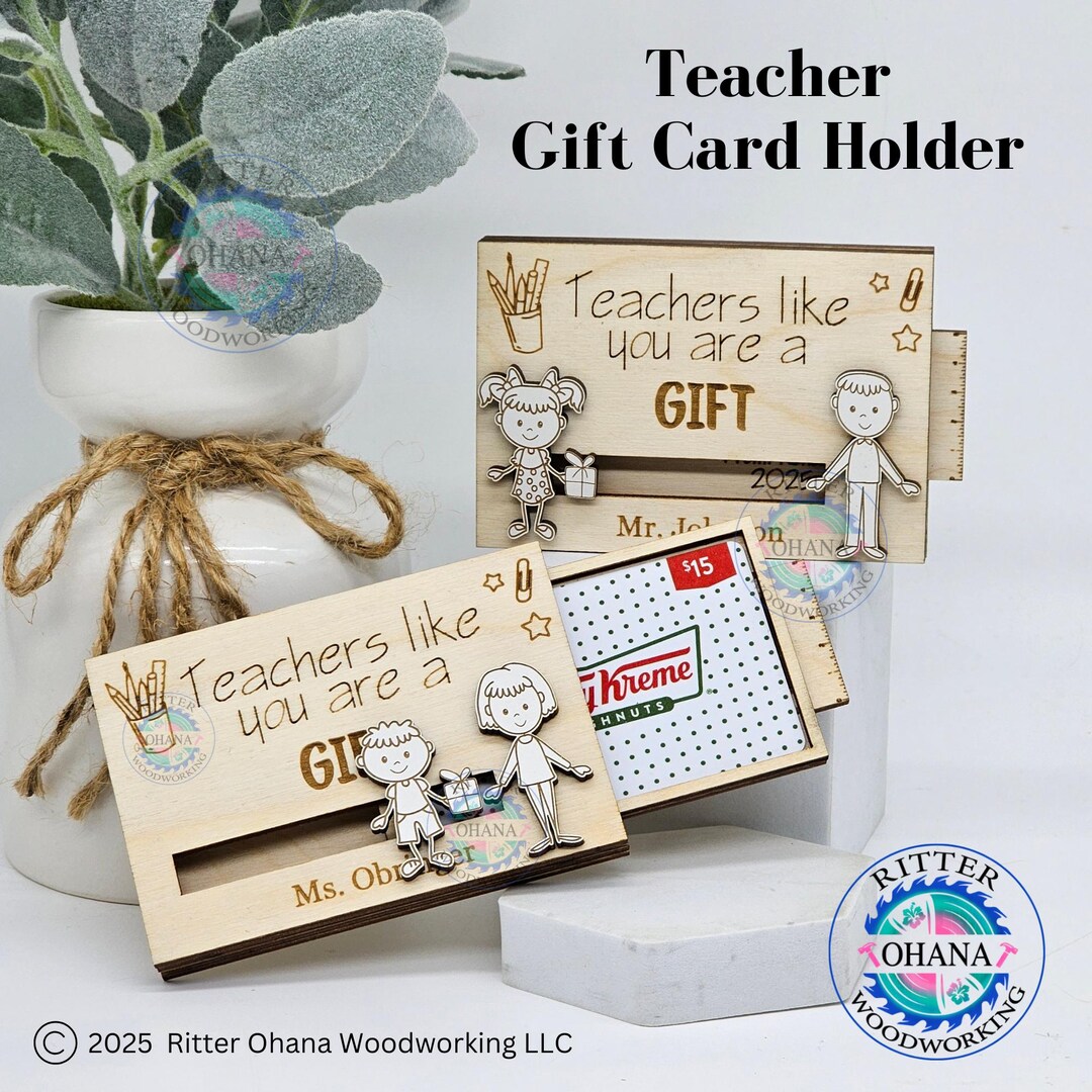 Teacher Appreciation Gift Card Holder, End of Year Gift, Personalized ...