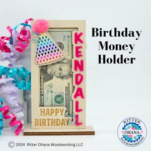 Personalized Birthday Money Holder, Birthday gift for girl, Birthday Cash Envelope, Kid Birthday Gift, Birthday Cash holder, Unique birthday