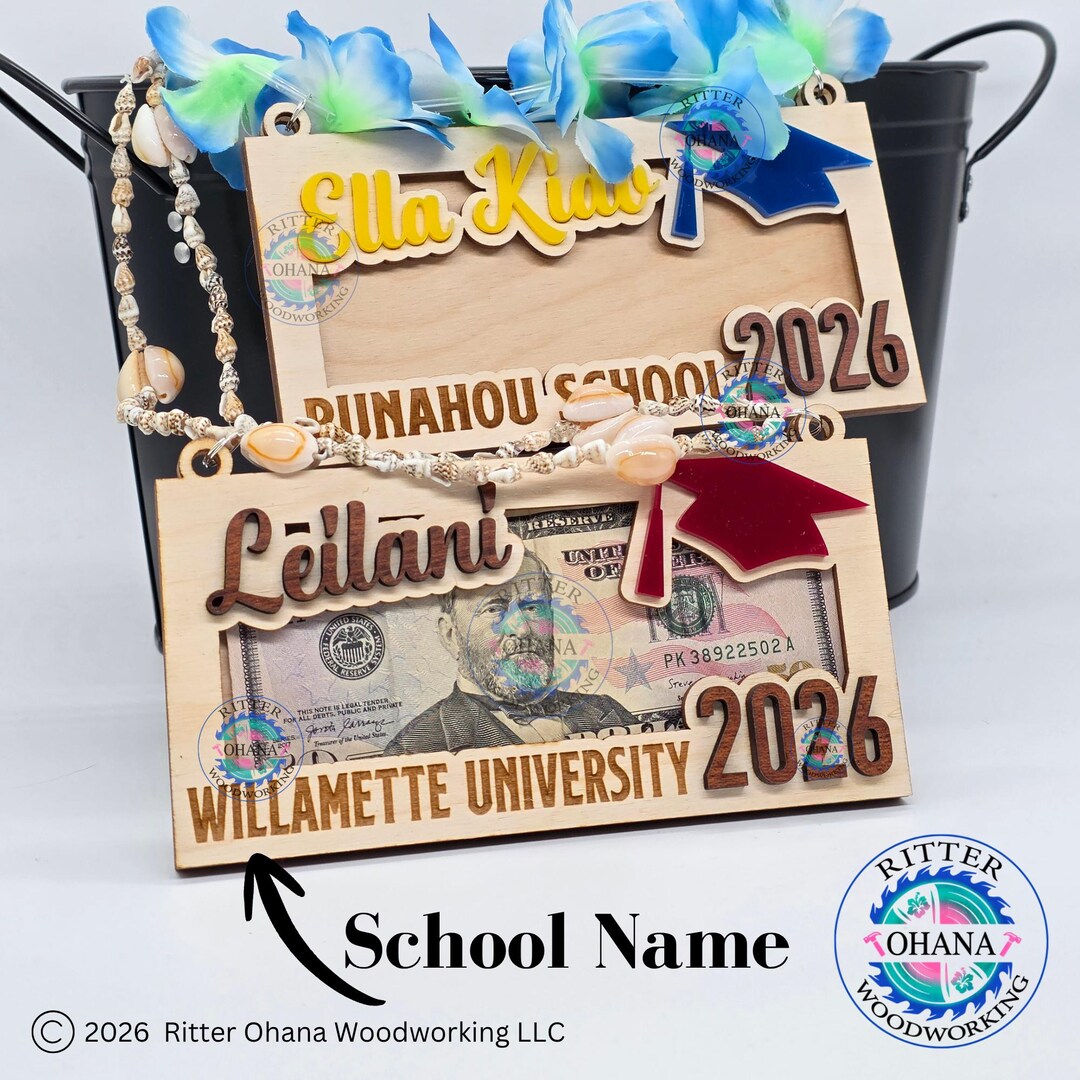 Personalized Graduation Money Lei Holder, Hawaiian Money Lei, Class of ...