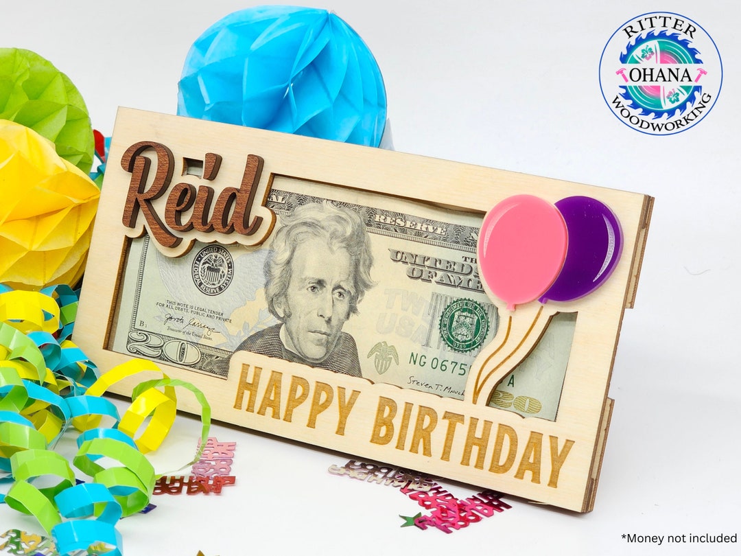 Personalized Birthday Money Holder, Birthday Money Box, Birthday Cash