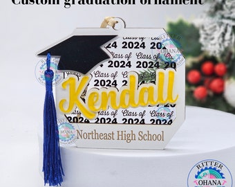 Personalized Graduation Ornament 2024, Graduation Gift for her/his High school, Class of 2024 Gift, Graduation Ornament, Graduation Keepsake