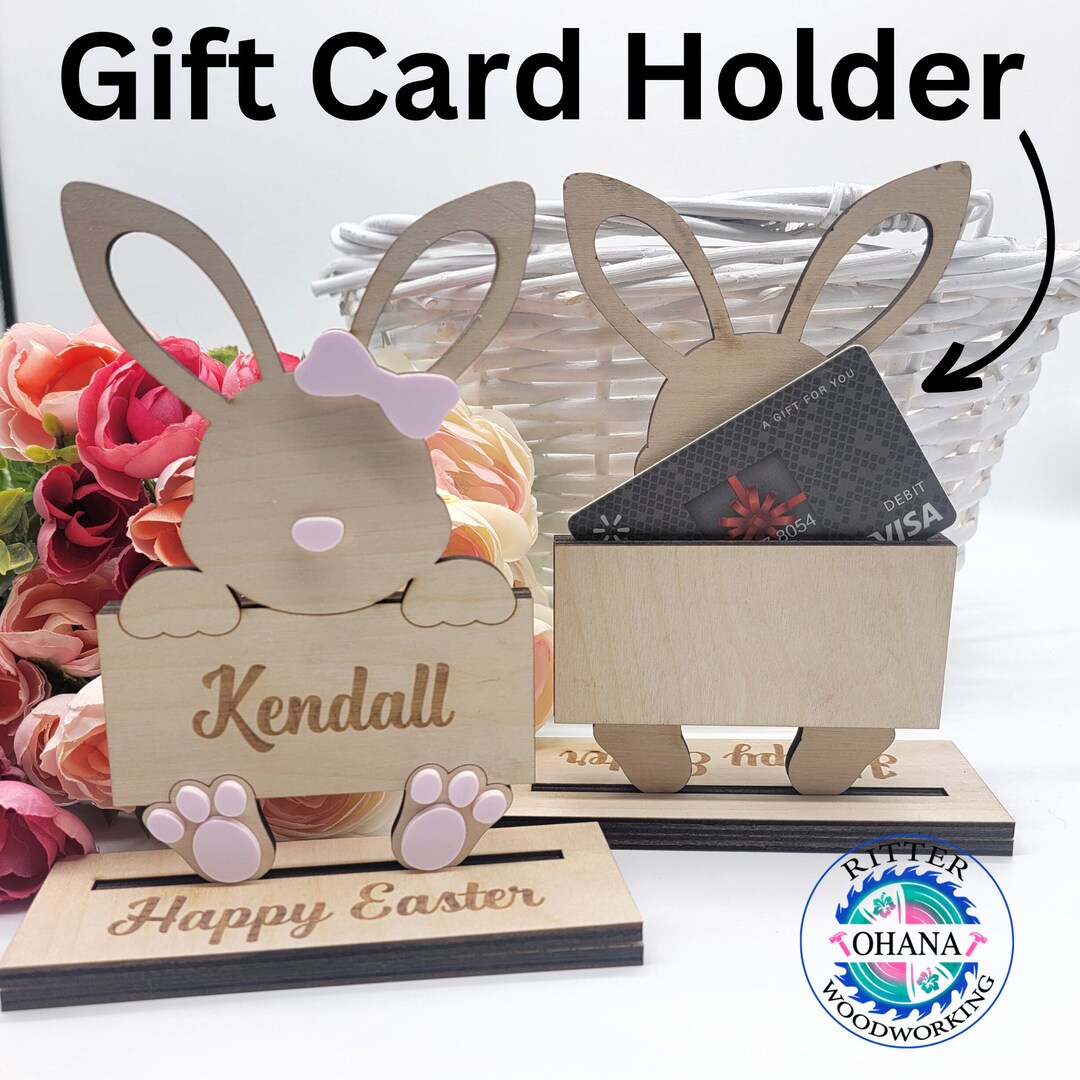 Personalized Easter Bunny Gift Card Holder, Easter Money Holder, Adult
