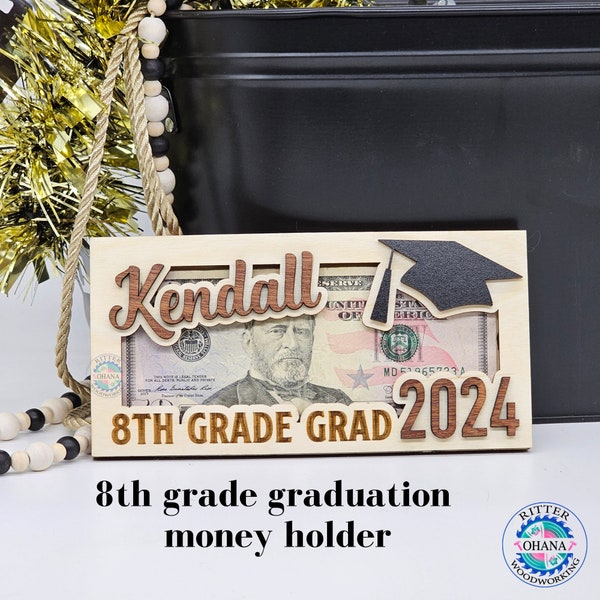 Personalized 8th Grade Graduation Money Holder, Middle School Graduation, Eighth Grade Graduation, 8th Grade Graduation Gift, 8th Grade Gift