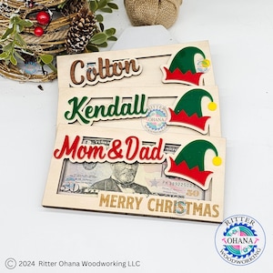 Portamonedas navideño personalizado, regalo de Navidad para adolescentes, regalo de Navidad para estudiantes universitarios, portatarjetas de regalo de elfo, sobre para efectivo