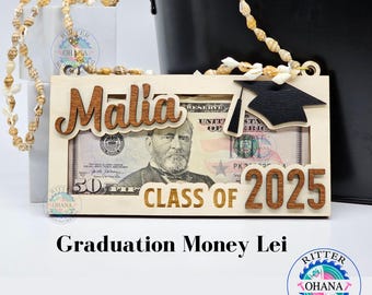 Porta-leis de dinero personalizado para graduación, leis hawaianos, porta-leis de la promoción de 2027, regalo de dinero para graduados, leis hawaianos, leis de graduación