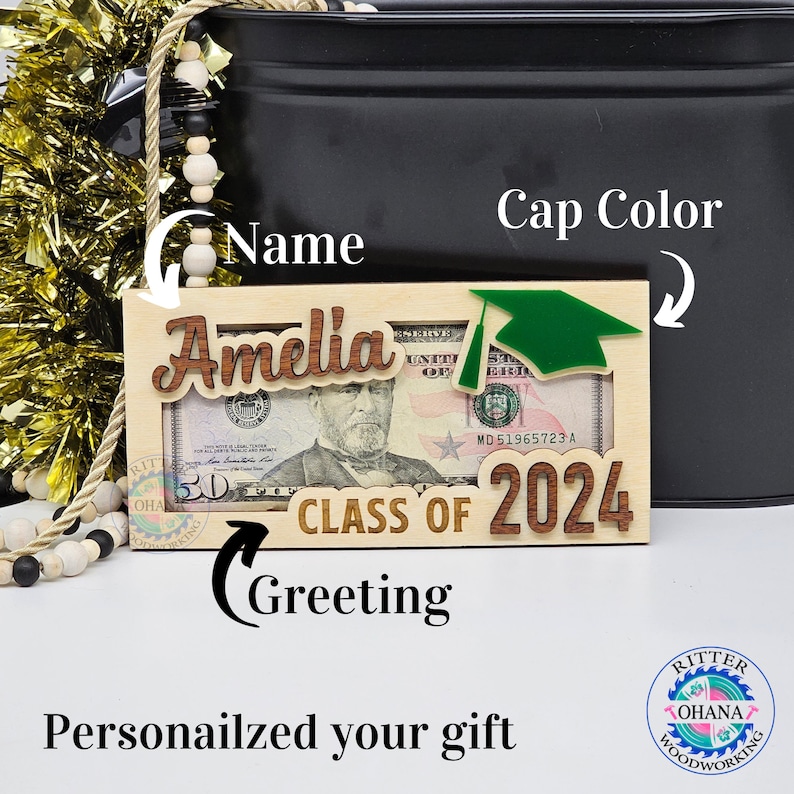 Graduation Money Holder, Class of 2024 Gift, High School Graduation, Gift for Graduate Student, Gift for High School Senior, Graduation Gift immagine 1