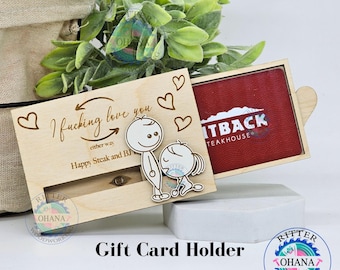 Funny Steak & BJ Day Gift Card Holder: Inappropriate Couple Gift, Funny Gift for her, Funny Gift for HIm