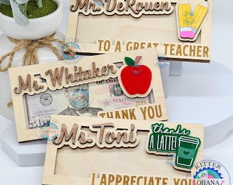 Teacher Appreciation Week Gift, Teacher Money Holder, Teacher End of Year Gift, Teacher Thank You Card, Teacher Thank You Gift Teacher Latte