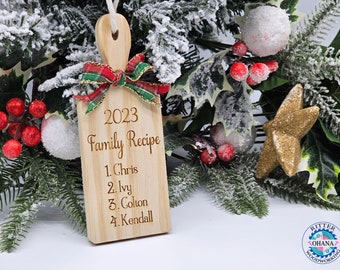 Family Recipe Ornament, Family Name Ornament, 2023 Family Ornament, Gift for kitchen, Gift for baker, Cooking Ornament, gift for cooking