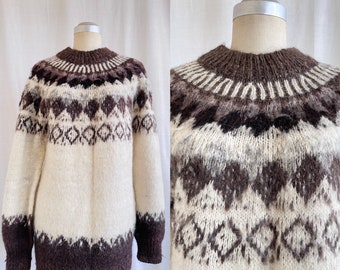 Vintage Alpaka Strick Wollpullover / 70er Fair Isle Festival Hippie Ethno Boho Pullover Pullover