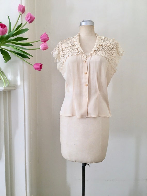 Vintage 50s 60s Fine Lace Blouse / Edwardian style