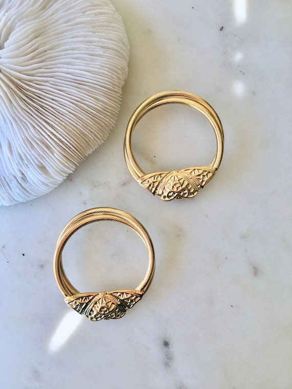 Vintage Large Gold Hoop Statement Earrings / Overs