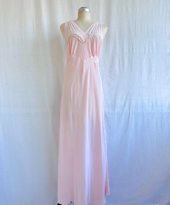 Vintage 40s Bias Cut Rayon And Chiffon Slip Dress… - image 3