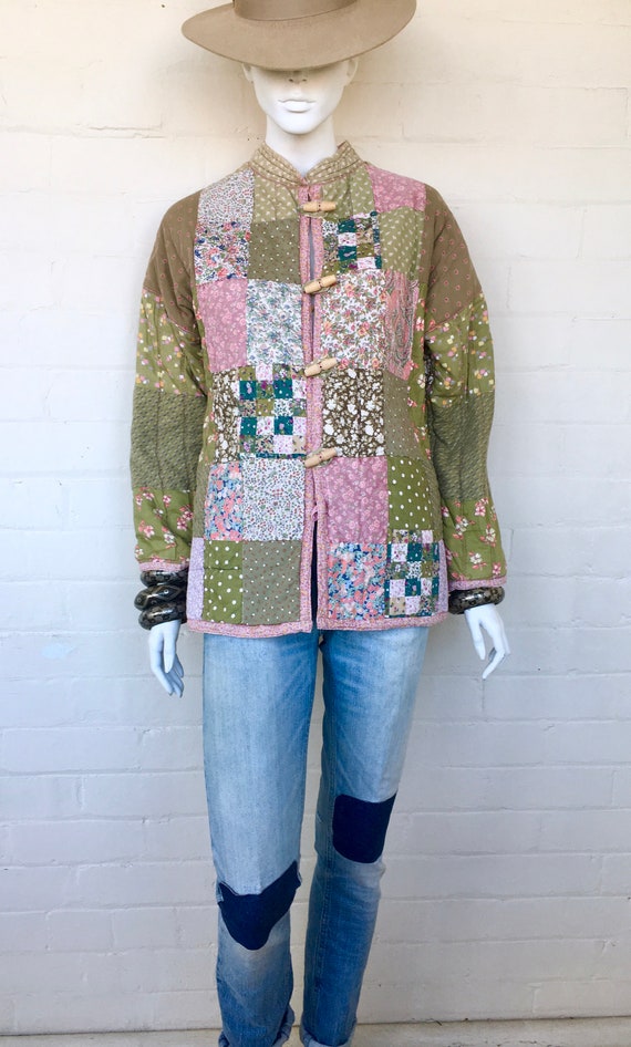 Vintage 70's Indian Quilted Patchwork Jacket / Embroidered | Etsy